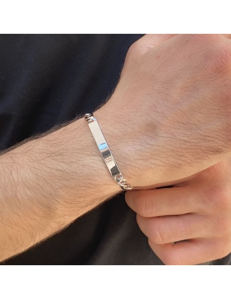 Bracciale Argento Rodiato Grumetta Piastra Cent. [bd1286f7]