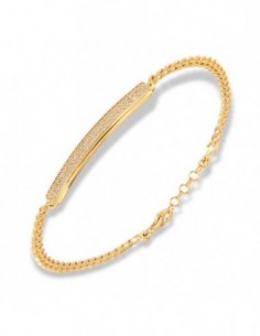Bracciale Argento Dorato Piastra Centrale Zirconi Bianchi [101e5df9]