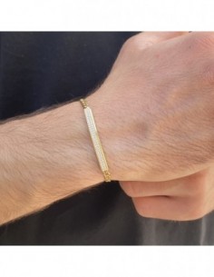 Bracciale Argento Dorato Piastra Centrale Zirconi Bianchi [101e5df9] 2