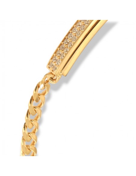 Bracciale Argento Dorato Piastra Centrale Zirconi Bianchi [07ac8a36]