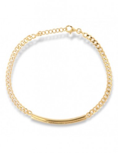 Bracciale Argento Dorato Piastra Centrale Zirconi Bianchi [02fccd28]