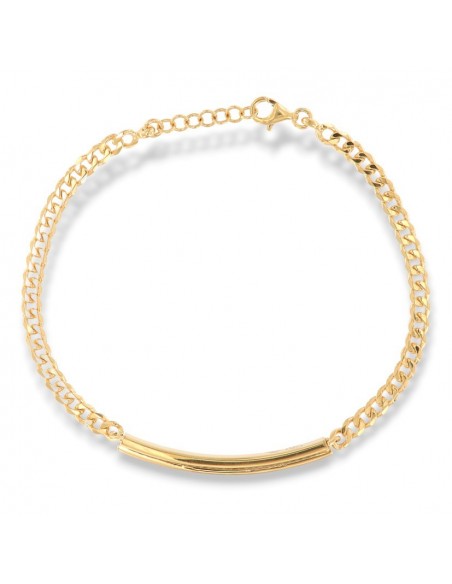 Bracciale Argento Dorato Piastra Centrale Zirconi Bianchi [02fccd28]