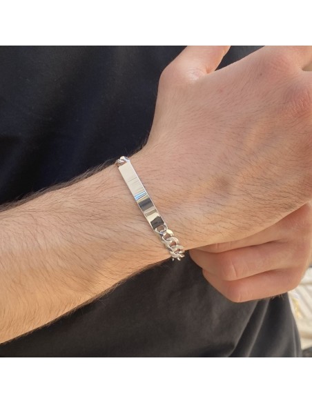 Bracciale Argento Rodiato Grumetta Piastra Cent. [34e7eff5]
