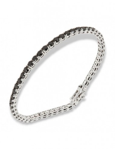 Bracciale Argento Tennis Zirconi Neri 3MM 18CM [0e22b8b8]