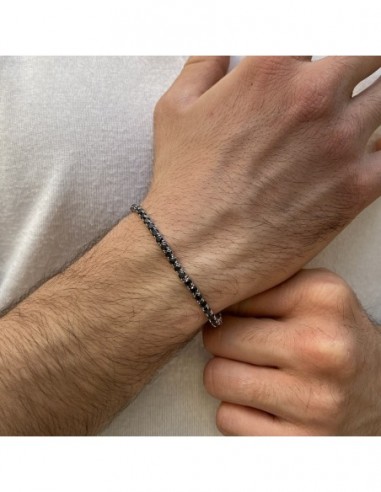 Bracciale Argento Tennis Zirconi Neri 3MM 18CM [3251664f]