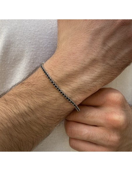 Bracciale Argento Tennis Zirconi Neri 2MM 18CM [2cb150fc]