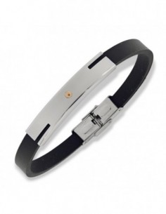 Bracciale Acciaio Caucciu Con Piastra Centrale [b51f7b3e]