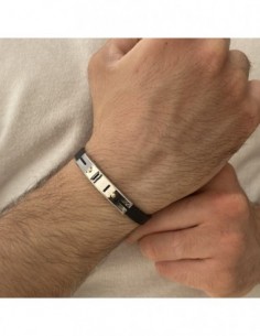 Bracciale Acciaio Caucciu Con Piastra Centrale [b51f7b3e] 2
