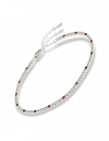 Bracciale Argento Tennis Zirconi Bianchi Rossi 1,5MM [1e802f7a]