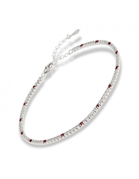 Bracciale Argento Tennis Zirconi Bianchi Rossi 1,5MM [1e802f7a]