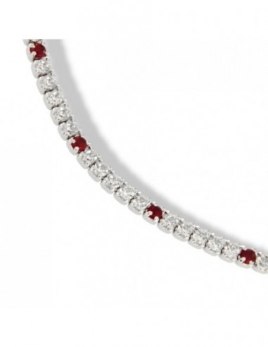 Bracciale Argento Tennis Zirconi Bianchi Rossi 1,5MM [c50dd5b1]