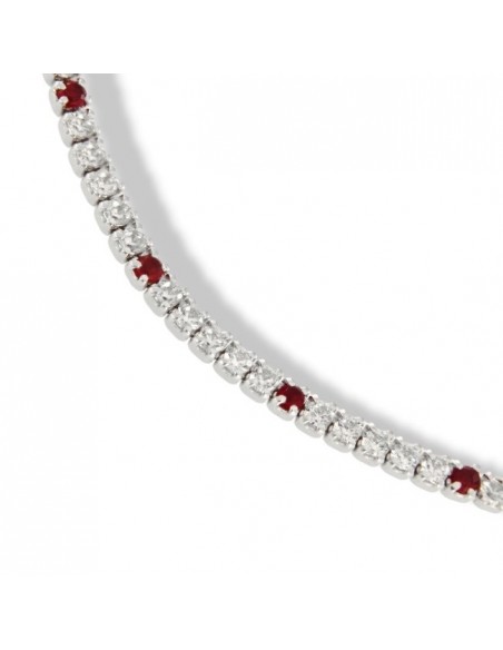 Bracciale Argento Tennis Zirconi Bianchi Rossi 1,5MM [c50dd5b1]