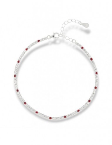 Bracciale Argento Tennis Zirconi Bianchi Rossi 1,5MM [c05d92af]