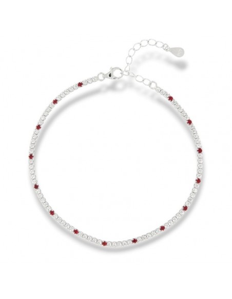 Bracciale Argento Tennis Zirconi Bianchi Rossi 1,5MM [c05d92af]