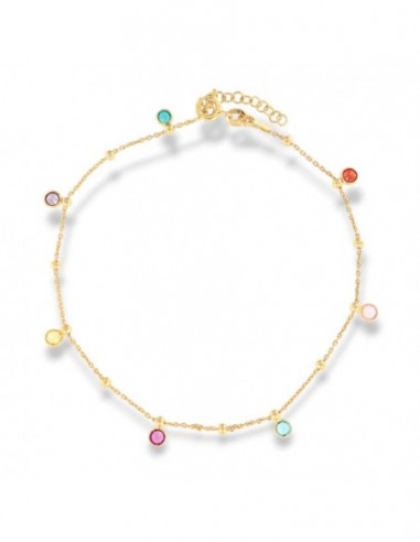 Cavigliera Argento Dorato Rollina Zirconi Colorati [8f826cea]