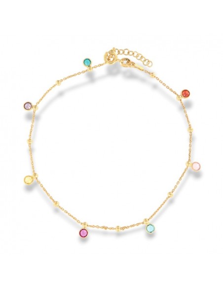 Cavigliera Argento Dorato Rollina Zirconi Colorati [8f826cea]