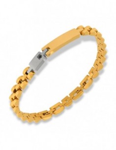Bracciale Acciaio Dorato Piastra Centrale Zircone Nero [ae724707]
