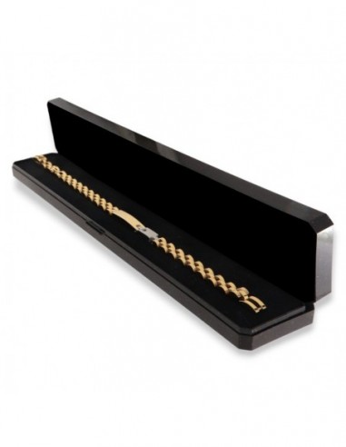 Bracciale Acciaio Dorato Piastra Centrale Zircone Nero [06098fbf]