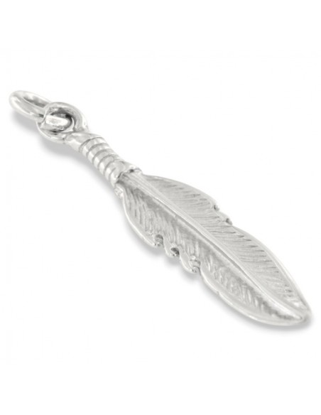 Ciondolo Argento Rodiato Piuma Grande [6c56850e]