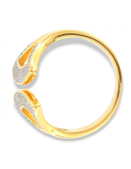 Anello Argento Dorato Zirconi Bianchi Gambo Aperto [cc2d6f36]