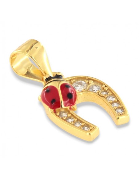 Ciondolo Argento Dorato Ferro Di Cavallo Coccinella [c77e8ad5]