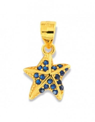 Ciondolo Argento Dorato Stella Zirconi Blu [a64f83a5]