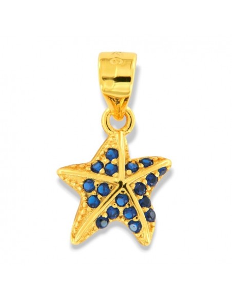 Ciondolo Argento Dorato Stella Zirconi Blu [a64f83a5]