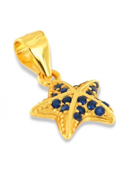 Ciondolo Argento Dorato Stella Zirconi Blu [40d252d4]