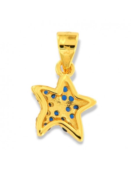 Ciondolo Argento Dorato Stella Zirconi Blu [458215ca]