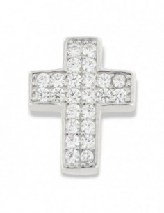 Ciondolo Argento Rodiato Croce Zirconi Bianchi 16MM [7f69c0a8]