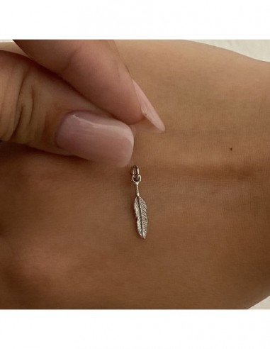 Ciondolo Argento Rodiato Piuma Piccola [5ce79c0b]