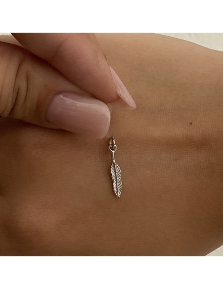 Ciondolo Argento Rodiato Piuma Piccola [5ce79c0b]
