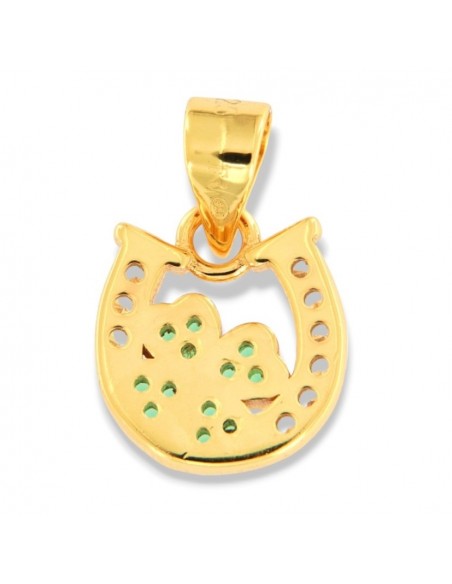 Ciondolo Argento Dorato Ferro Di Cavallo Zirconi Verdi/Bianchi [4dd06519]