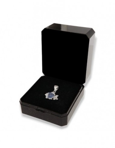 Ciondolo Argento Rodiato Pesce Zirconi Blu [ee2db6c9]