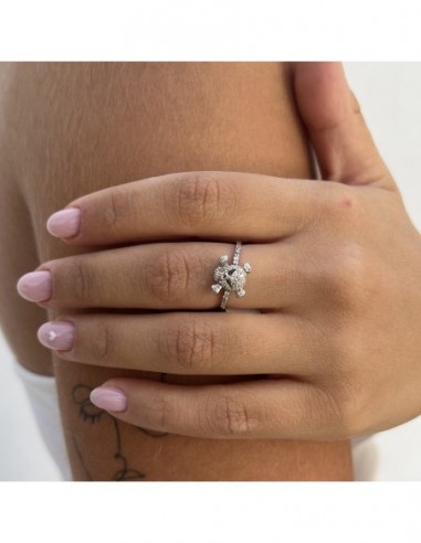 Anello Argento Rodiato Teschio Con Zirconi Bianchi [54862425]