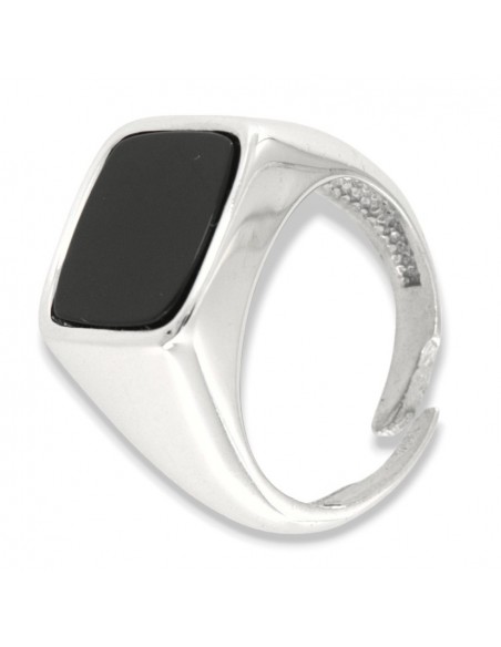 Anello Argento Rodiato Chevalier Rettangolare Angoli Smussati [ddcdd569]