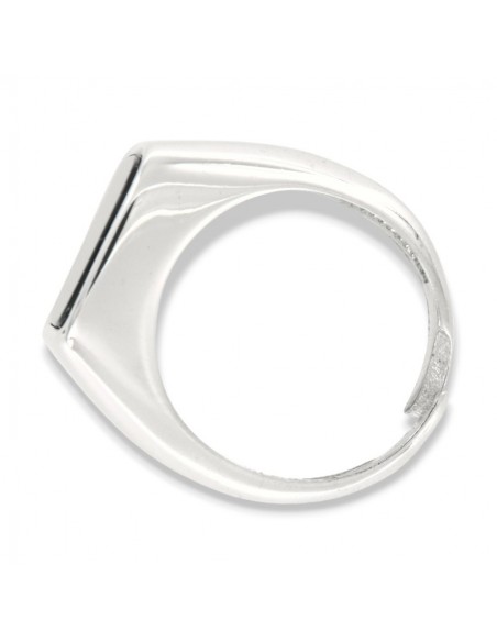 Anello Argento Rodiato Chevalier Rettangolare Angoli Smussati [6ad0146d]