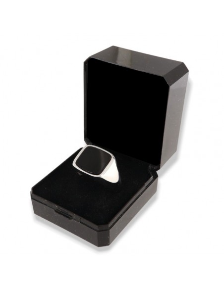 Anello Argento Rodiato Chevalier Rettangolare Angoli Smussati [04eb9664]