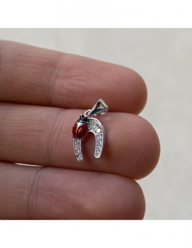 Ciondolo Argento Rodiato Ferro DI Cavallo E Coccin [eb93860c]