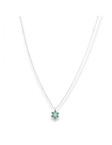 Ciondolo Oro Bianco Fiore Smeraldi Seconda Misura [7188c2d5]