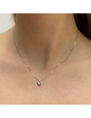 Ciondolo Oro Bianco Fiore Smeraldi Seconda Misura [4e63b756]