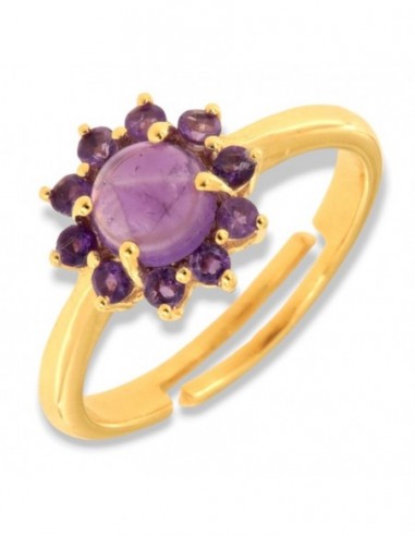 Anello Argento Dorato Ametista Naturale [f795802e]