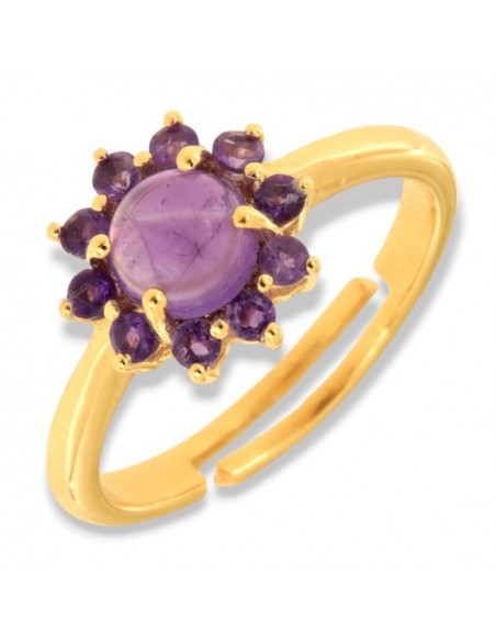 Anello Argento Dorato Ametista Naturale [f795802e]