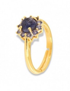 Anello Argento Dorato Iolite Naturale [7bc6c512]