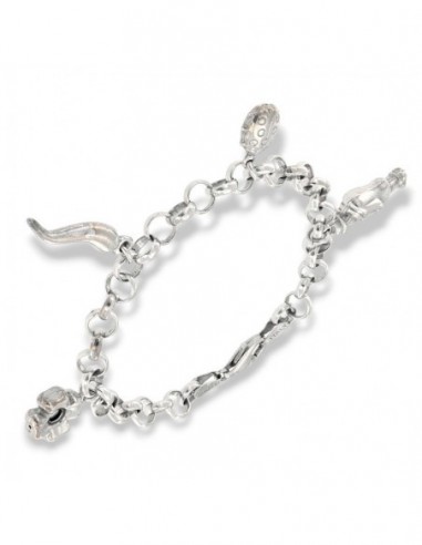 Bracciale Argento Rodiato Ciondoli Portafortuna [f39e940c]