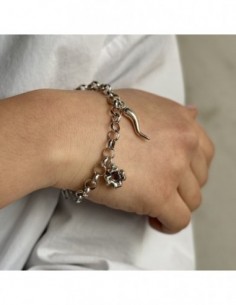 Bracciale Argento Rodiato Ciondoli Portafortuna [f39e940c] 2