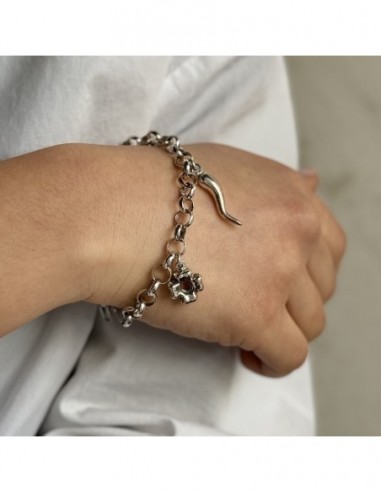 Bracciale Argento Rodiato Ciondoli Portafortuna [b228eea9]