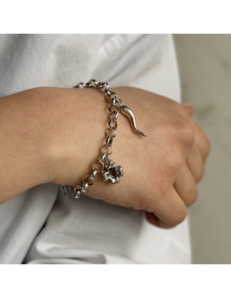 Bracciale Argento Rodiato Ciondoli Portafortuna [b228eea9]