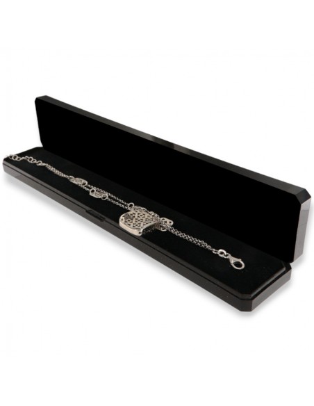 Bracciale Argento Rodiato Rollo Sfaccettata Con Piastre Quadrate Traforate [d9dbf722]