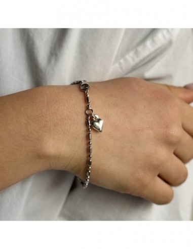 Bracciale Argento Rodiato Cuore Pendente [aa7e51a0]